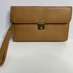 Tan Leather Wristlet