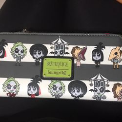 Loungefly Beetljuice Chibi Allover Print Faux Leather Wallet 