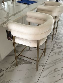 Counter height barstools chair’s modern Boucle teddy bear white
