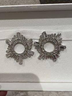 Authentic Amina Muaddi Mini Crystal Embellished Begum Earrings