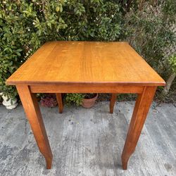 Danish Modern Tall Square Solid Wood Dining or Kitchen Table