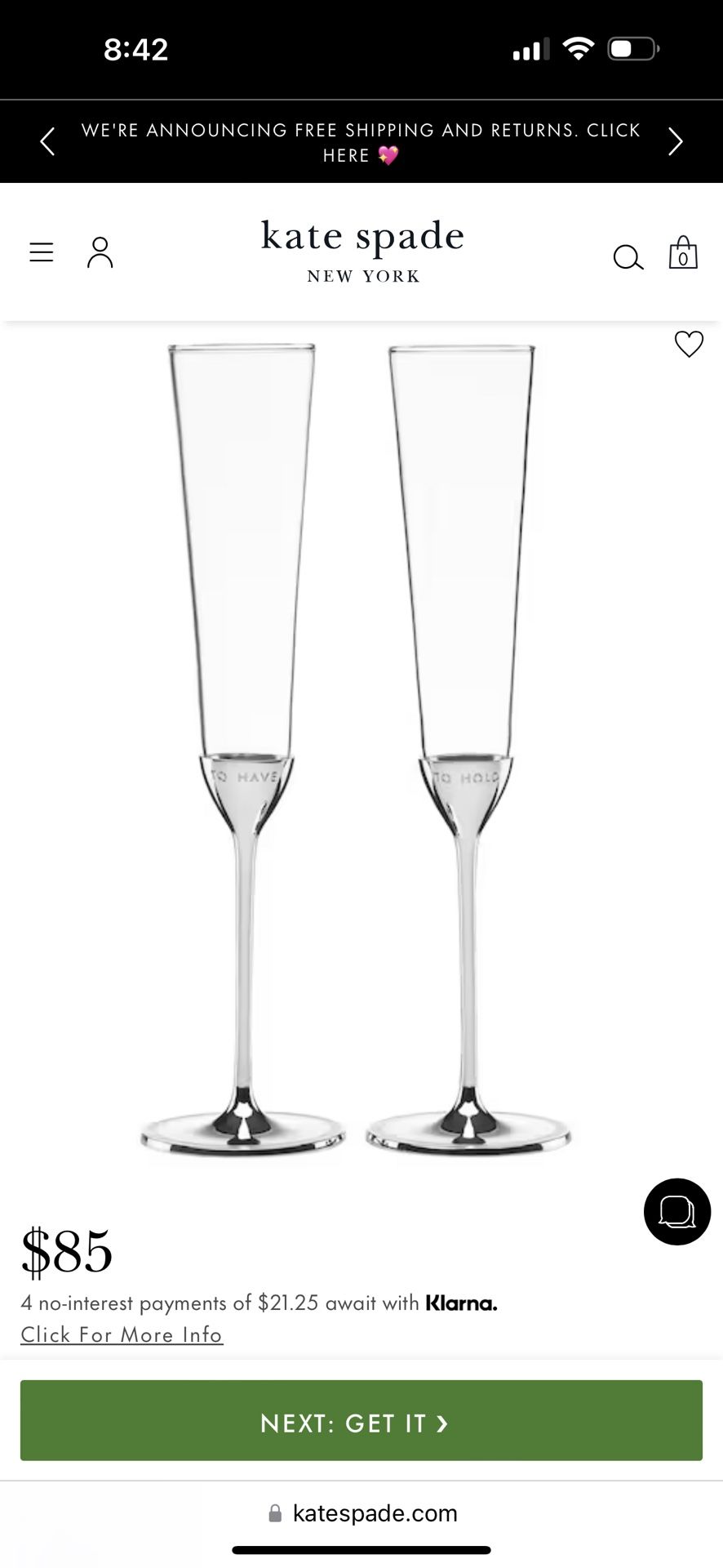 Kate Spade Champagne Flutes