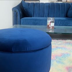 Royal Blue Velvet Couch