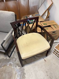 Wood Accent Chair with Cushioned Seat – Dark Brown