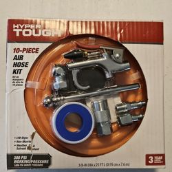 HyperTough 3/8in x 25ft PVC Air Hose and 10 Piece Quick Starter Accessory Kit