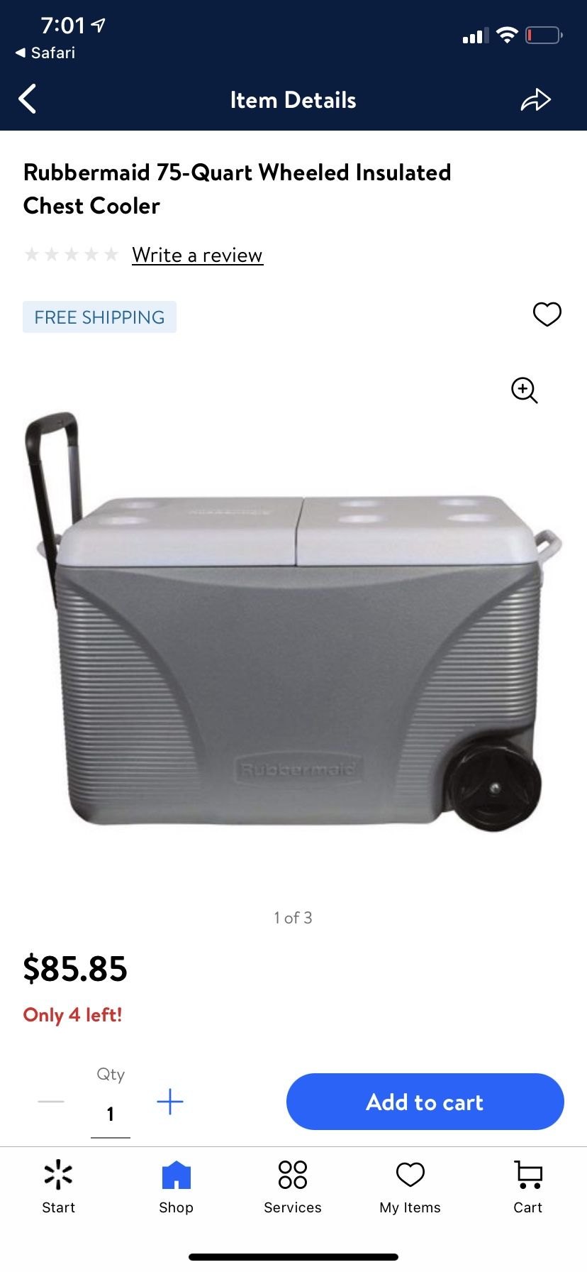 Rubbermaid 75-Quart Wheeled Insulated Chest Cooler
