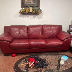 Red Leather Sofa