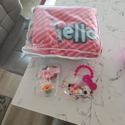 Hello Kitty Blanket Hello Kitty Purse With Accessories In It And Hello Kitty Rubber Characters Halloween See Description