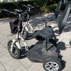 Euro Scooters Goes 23 Mph With Chargers Handles Fold Down Cost $4,500 New 1700 Each Weight Capacity 380 Lb