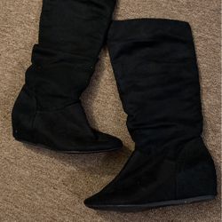 Girls Size 6 Faux Suede Zipper Boots Winter 