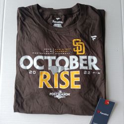 2XL San Diego Padres Fanatics Men's Brown 2022 Postseason Locker Room Big & Tall Tee