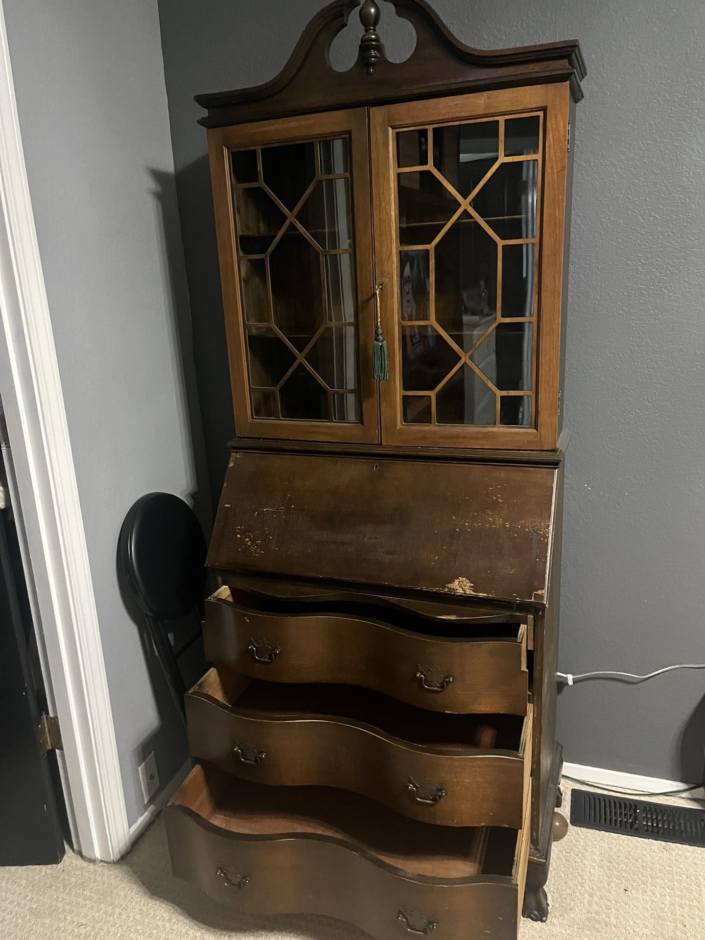Vintage Wood Secretary Desk