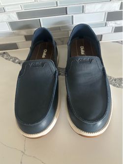 Olukai kahana leather loafers navy size 12 new
