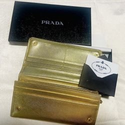 Prada Gold Metallic Wallet