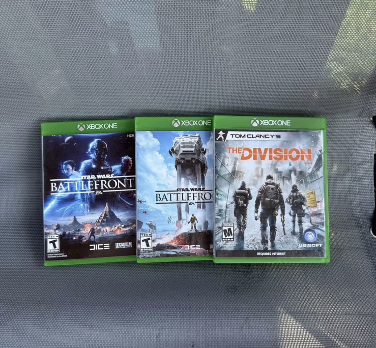 Xbox one games, charging station with two batteries, and connect.