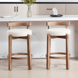 26.5"H Round Cushion Bar Stools Set of 2