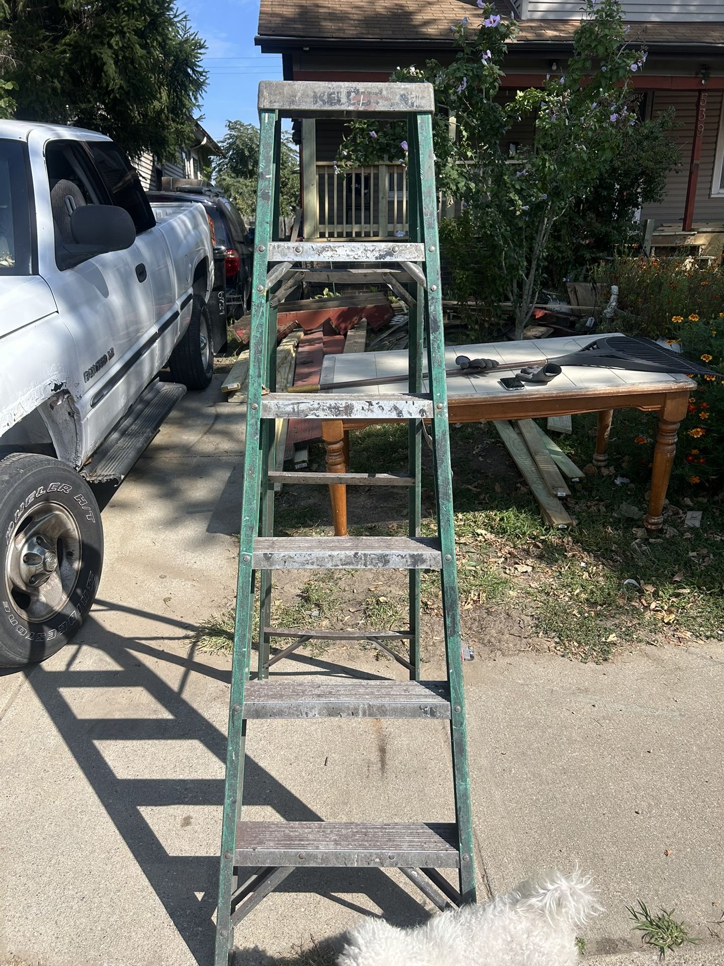 Used aluminum man 6 foot ladder still works