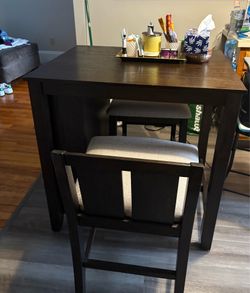 pub/bar height table with built in bookcase