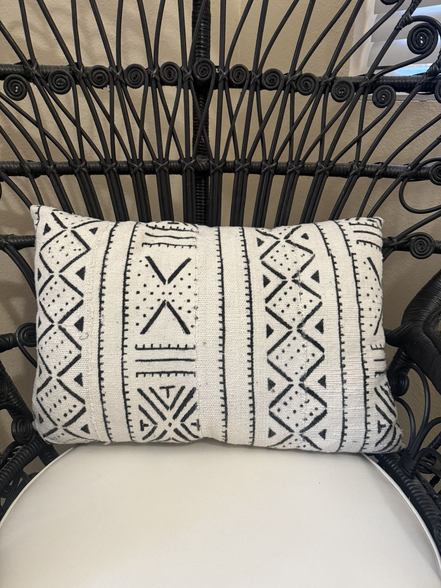 Cream And Black Mud Cloth Pillow
