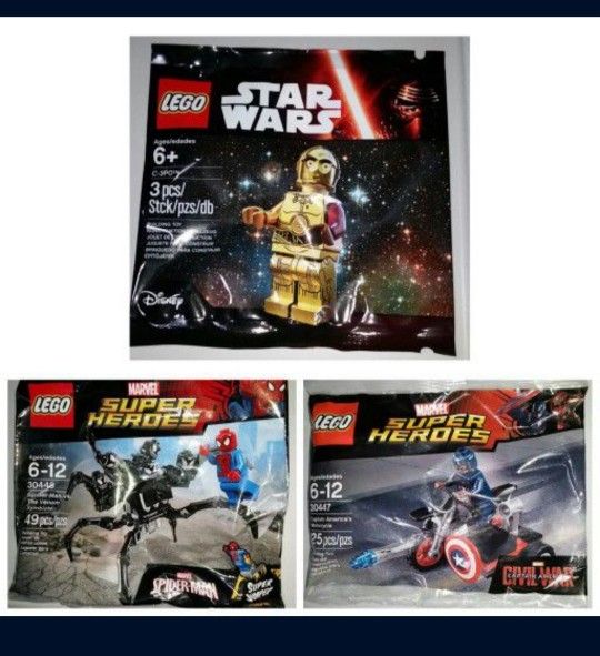 LEGO THREE-PACK POLYBAGS WITH RARE C3PO