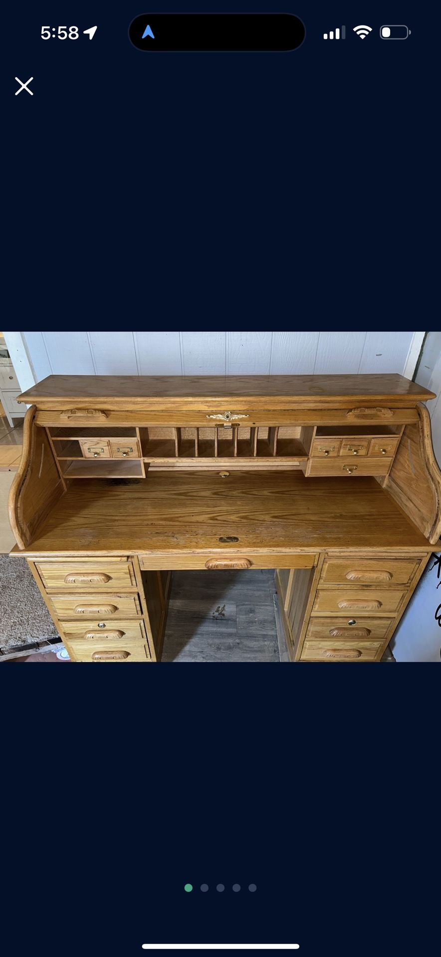 Oak Secretary Roll Top Desk