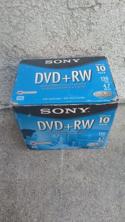 Sony DVD + RW 10 Pack Rewriteable DVD Discs 4.7 GB 120 Min Open Box Item