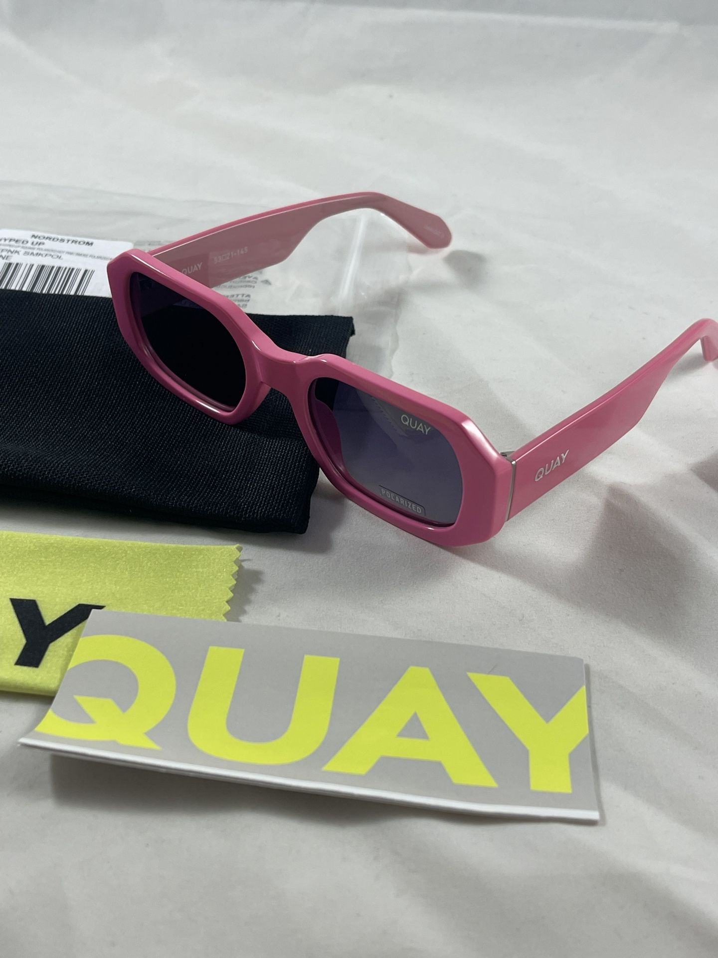New Women Quay Australia Hyped Up Sunglasses Eyewear 90's Square Shape Pink Cute