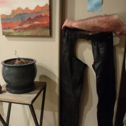 Heavy  Black Leather Motorcycle Chaps, Way Nicer In Person Than These Pictures!