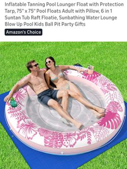 Luxury Tanning Pool Lounger Float 75x75 with Pillow & Tarp - Brand Mew