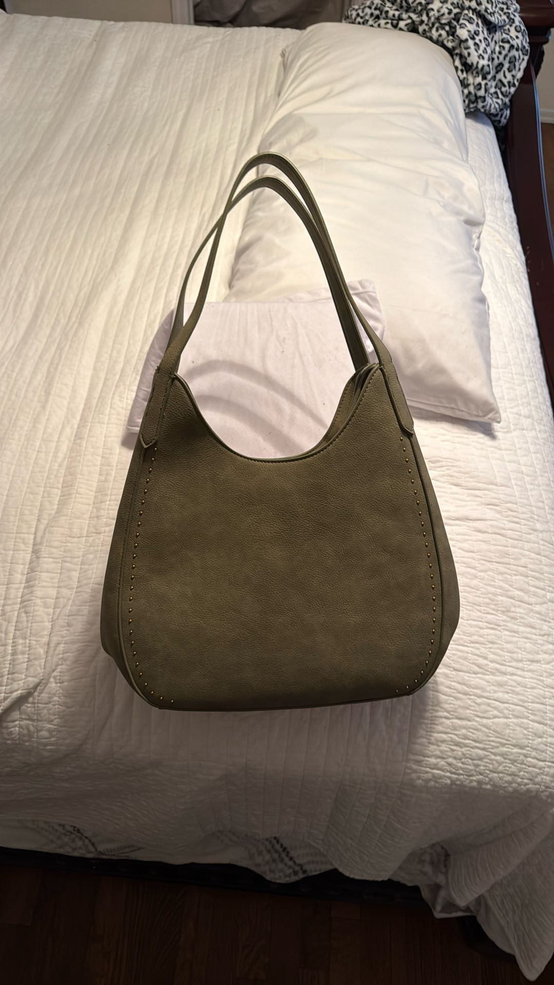 Green Style &co Purse With Gold Dot Trim
