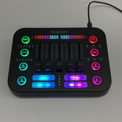 Kinglucky X1 Pro Gaming Audio Mixer Interface PC Sound Board w/Voice Changer, De-Noise, Bluetooth, RGB, Mute,   