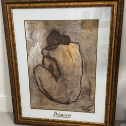 Framed Picasso Style Art Print 32”x26” Ornate Gold Frame Wall Decor Ready to Hang