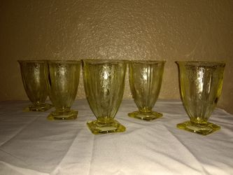 Yellow Lorraine depression glass