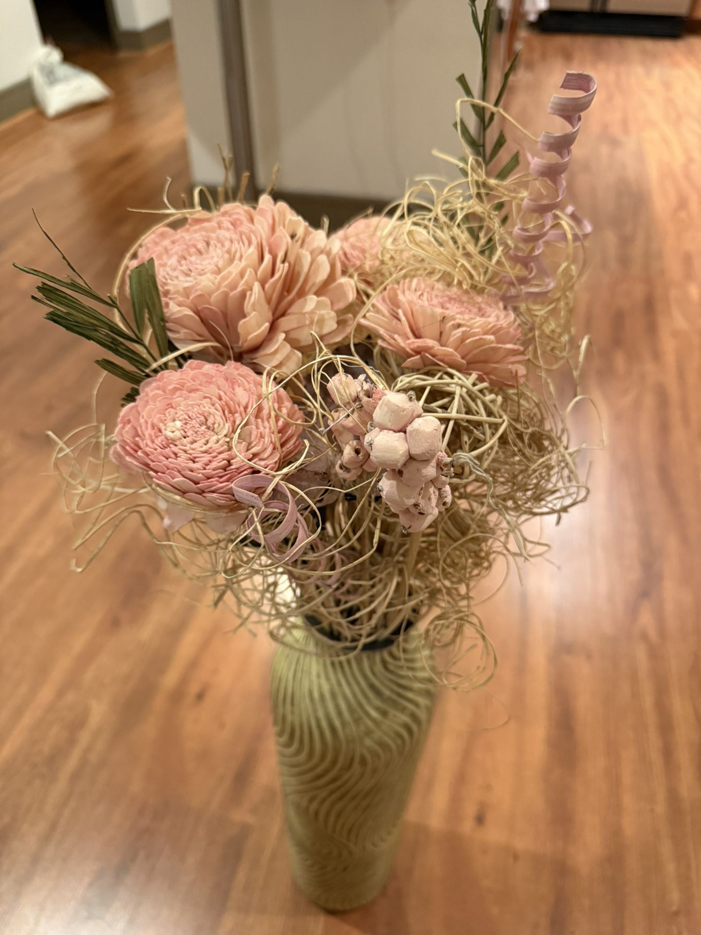 Tall Decorative Vase with Dried Flowers