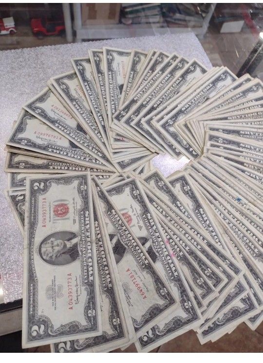 LOT OF (100) 1953And 1963 $2 TWO DOLLARS LEGAL TENDER UNITED STATES NOTES VG-VF (G)