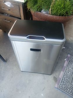 Stainless steel trash can with sensor control