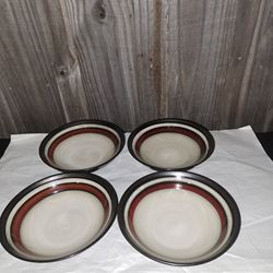 Lewisville red pattern soup / salad bowls. Set of 4,  Gibson Home 
