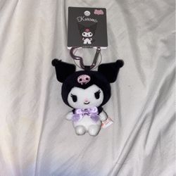 Kuromi Plush Heart Keychain