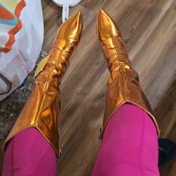 Metallic Boots with Pursse