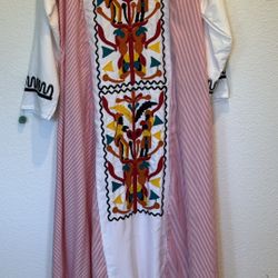 Egyptian Dresses Red, Brown And Blue stripes $75 Each 54” L 23” Chest Tunic Muslim Caftan Cotton
