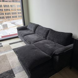 Charcoal Cloud Couch With Ottoman 