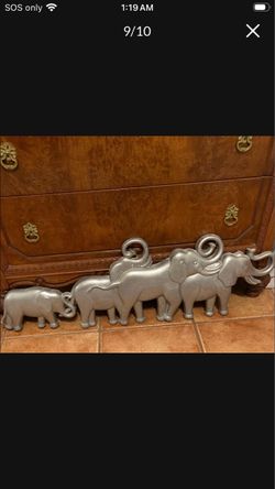 $40-Large Silver Elephant Parade Wall Decor
