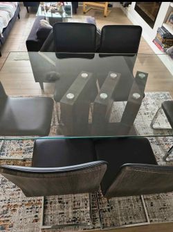 Glass Top Dining Table with Chairs