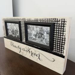 Family Is Forever Houndstooth Wooden Frame