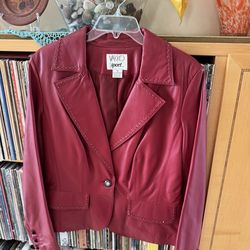 PRICE DROP: NW/OT BUTTER-SOFT, LINED, STUDDED BRICK RED LEATHER JKT,14,by VAKKO