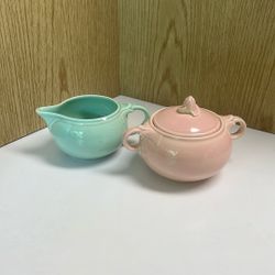 Lu-Ray Sugar Bowl And Creamer