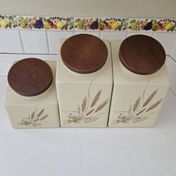 Set Of Three Hyalyn Ceramic Storage Canisters 