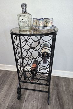 Side Table - 15 Bottle Wine Rack Mini Bar 