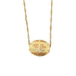 14K Gold Egg Shaped Pendant Necklace