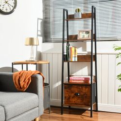 Homy Casa VERA 5 Tire DRAWER Crimson Ladder Shelf Living Room